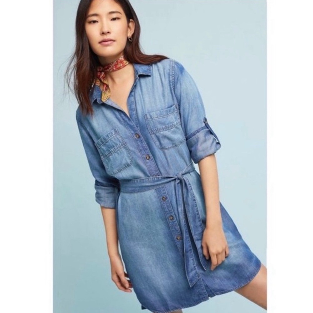 Anthropologie Cloth & Stone Chambray Shirt Dress, women’s size small